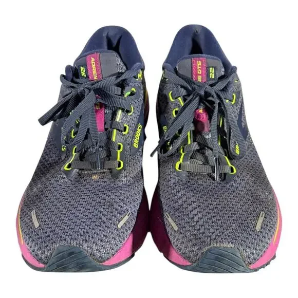Brooks Adrenaline GTS 22 Women’s 11 Navy Purple Neon Running Shoes Medium B - Picture 4 of 9